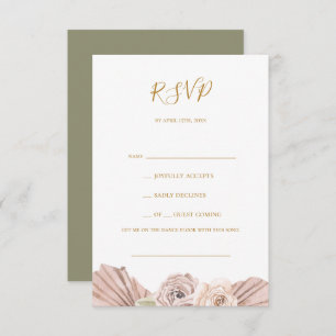 Boho Tropical Botanical   Olive Green Song Request RSVP Kaartje