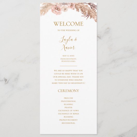 Boho Tropical Botanical | Programme de mariage pla (Devant)