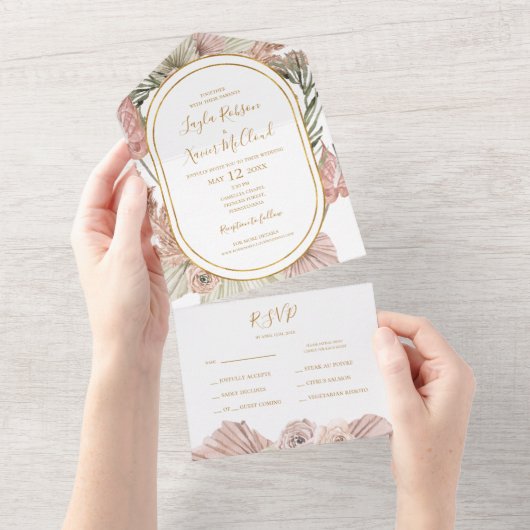 Boho Tropical Botanical | Verzegeling en verzendin All In One Uitnodiging (Afscheurbaar)