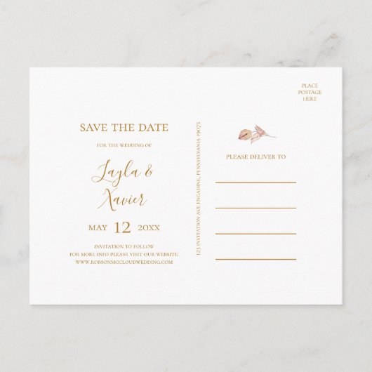 Boho Tropical Botanical | Voorbeeld Opslaan datum Uitnodiging Briefkaart (Achterkant)