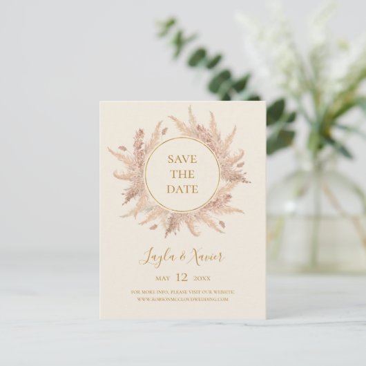 Boho Tropical Botanical | Voorbeeld Opslaan datum Uitnodiging Briefkaart (Staand voorkant)