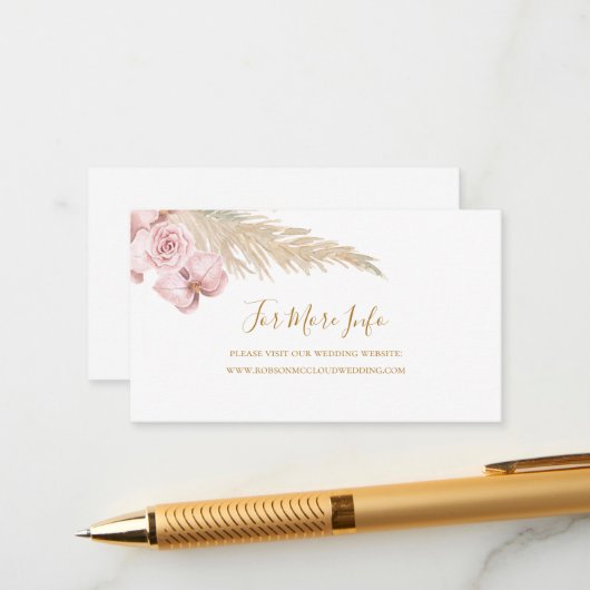 Boho Tropical Botanical | Weddenschap-website Informatiekaartje (Voorkant / Achterkant in situ)