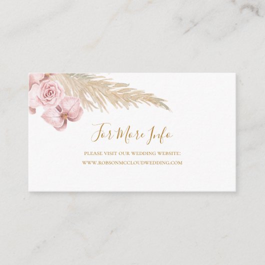 Boho Tropical Botanical | Weddenschap-website Informatiekaartje (Voorkant)