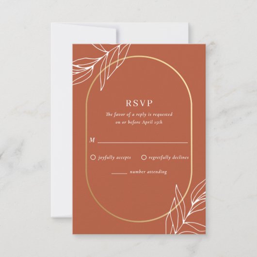 Boho Tropical Burnt Rust Wedding RSVP Card Kaartje (Voorkant)
