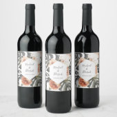 Boho Tropical Floral Beach Wedding Wijn Etiket (Flessen)