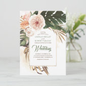 Boho Tropical Floral Desert Faire-part de mariage (Debout devant)