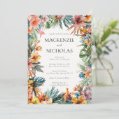 Boho Tropical Floral Faire-part de mariage (Debout devant)