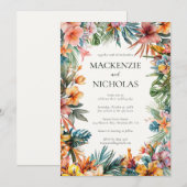 Boho Tropical Floral Faire-part de mariage (Devant / Derrière)