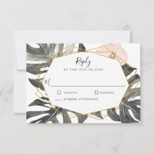 Boho Tropical Floral Geometrisch Lijst Bruiloft RS RSVP Kaartje