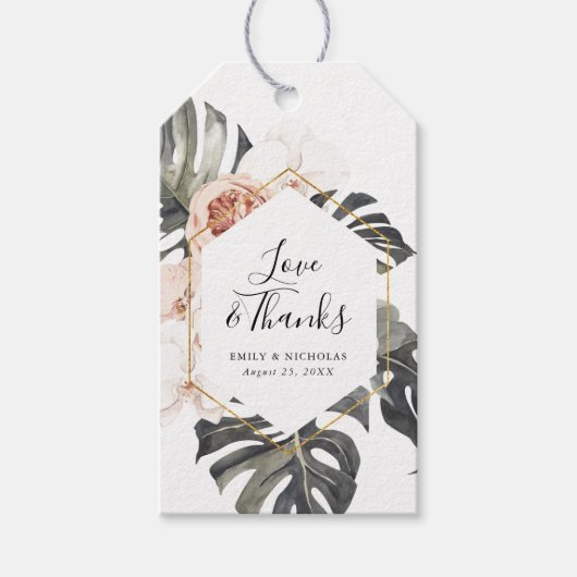 Boho Tropical Floral | Weddenschap Cadeaulabel (Voorkant)