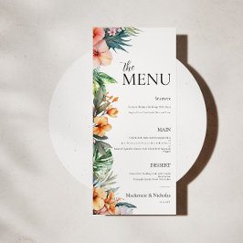 Boho Tropical Floral Wedding Menu