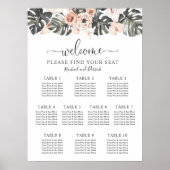 Boho Tropical Floral Wedding Seating Chart Poster (Voorkant)