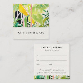 Boho Tropical Foliage Botanical Gift Certificate Vierkante Visitekaartje