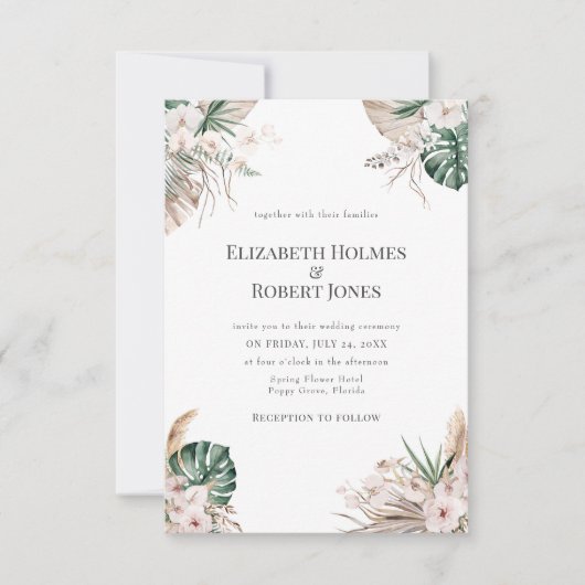 Boho Tropical Garden Wedding Invitation (Devant)
