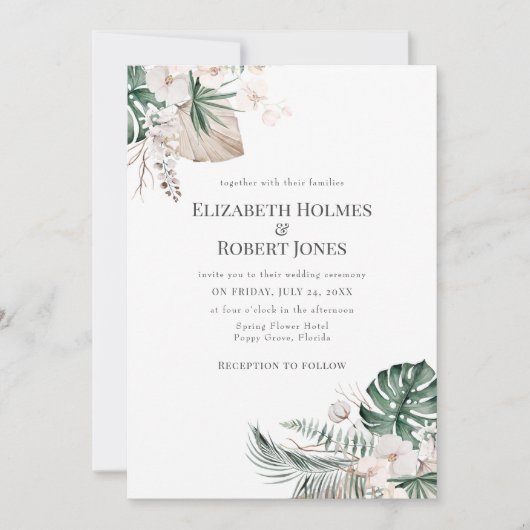 Boho Tropical Garden Wedding Invitation (Devant)