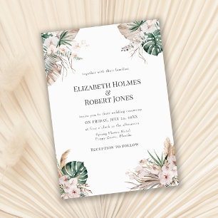 Boho Tropical Garden Wedding Invitation Kaart