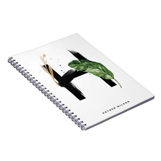 Boho Tropical Greenery Letter H Monogram Notitieboek (Rechterzijde)