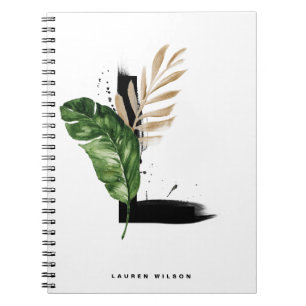 Boho Tropical Greenery Letter L Monogram Notitieboek