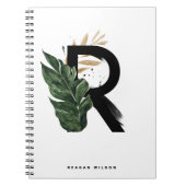 Boho Tropical Greenery Letter R Monogram Notitieboek (Voorkant)
