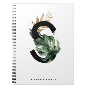 Boho Tropical Greenery Letter S Monogram Notitieboek