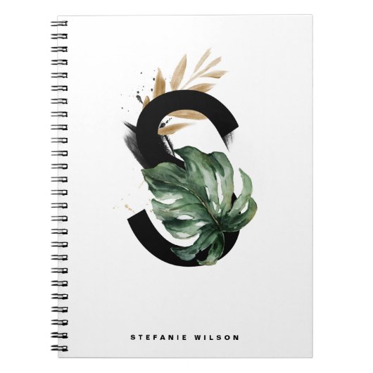 Boho Tropical Greenery Letter S Monogram Notitieboek (Voorkant)