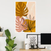 Boho Tropical Leaf Art Poster (Thuiskantoor)