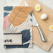 Boho Tropical Leaves Abstract Theedoek (Quarter Fold)