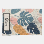 Boho Tropical Leaves Abstract Theedoek (Horizontaal)