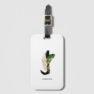 Boho Tropical Leaves Letter J Monogram Bridesmaid Bagagelabel