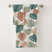 Boho Tropical Leaves Pattern Rust Green Beige (En situation)