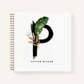 Boho Tropical Letter P Monogram Palm Leaves Notitieboek (Voorkant)