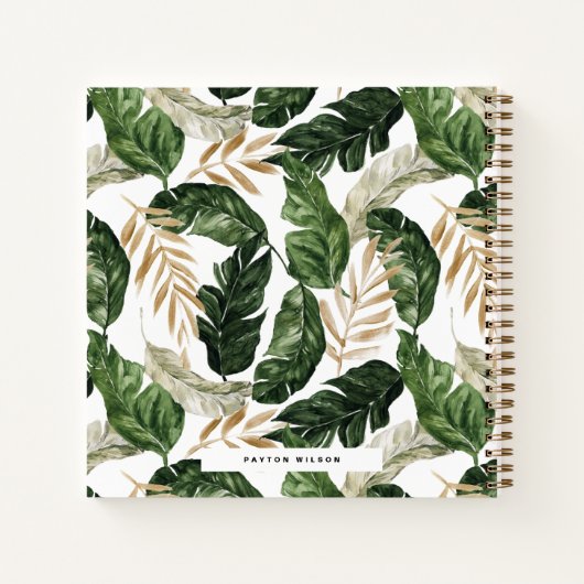 Boho Tropical Letter P Monogram Palm Leaves Notitieboek (Achterkant)