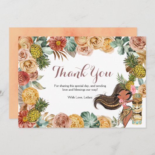 Boho Tropical Luau Carte de remerciements (Devant / Derrière)