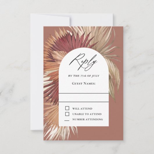 Boho Tropical Oasis Wedding RSVP (Voorkant)