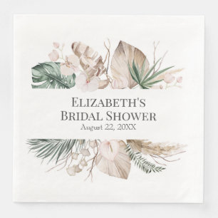 Boho Tropical Orchid en Monstera Paper Napkin Servet