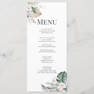 Boho Tropical Orchid & Monstera Wedding Menu Kaart