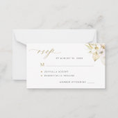 Boho tropical orhid gold script bruiloft RSVP Notitiekaartje (Voorkant)