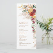 Boho Tropical Pampas Fleurs Mariage Cartes de menu (Debout devant)