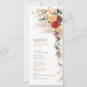 Boho Tropical Pampas Fleurs Mariage Cartes de menu (Devant)