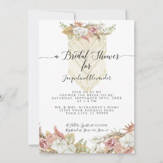 Boho Tropical Pampas Grass Floral Vrijgezellenfees Kaart (Voorkant)