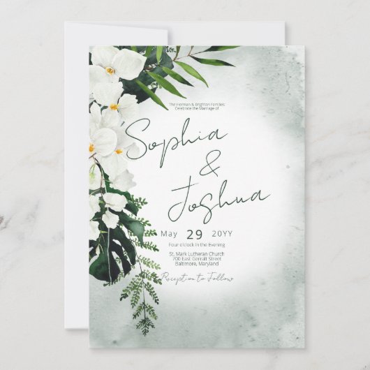 Boho Tropical Plante Faire-part de mariage aquarel (Devant)