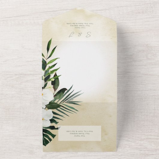 Boho Tropical Sand QR Code All in One Invitation (Dehors)