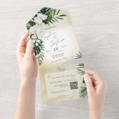 Boho Tropical Sand QR Code All in One Invitation (Déchirure)