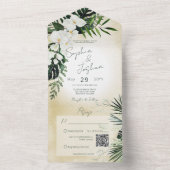 Boho Tropical Sand QR Code All in One Invitation (À l'intérieur)