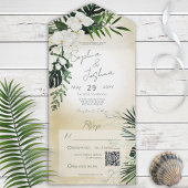 Boho Tropical Sand QR Code All in One Invitation
