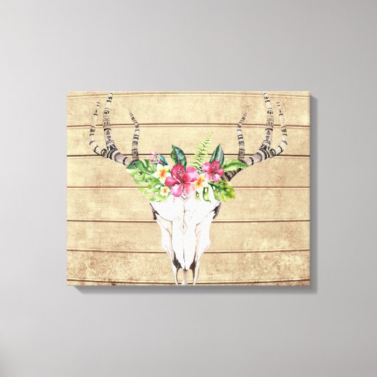 Boho Tropical Skull sur toile de bois Imprimer (Recto)