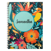 Boho Tropical Spiral Notebook, Samantha Boho 