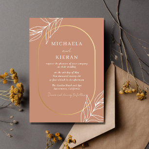 Boho Tropical Terracotta Modern Wedding Kaart