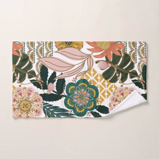 Boho Tropical Vert Floral (Serviette à main)