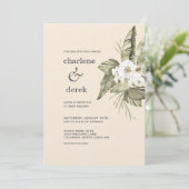 Boho Tropical White Orchid Invitation Kaart (Staand voorkant)